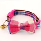 Soft Comfortable Cat Dog Collar With Cute Plaid Bowtie Large Size Neck 14.4"-22"